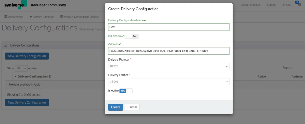Syniverse webhook URL