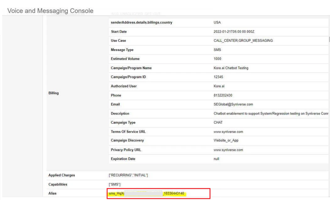 Syniverse Messaging Accounts