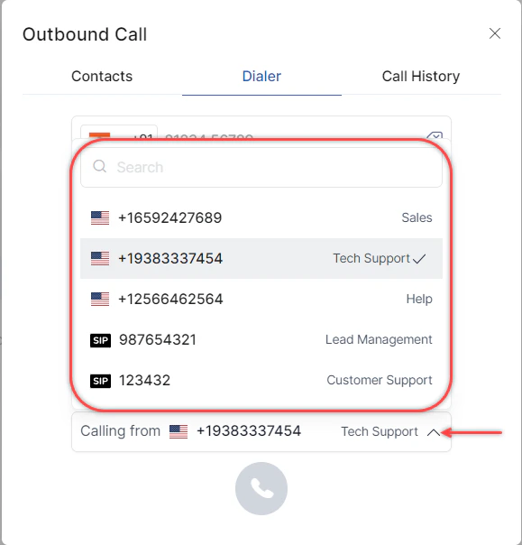 Calling From Number