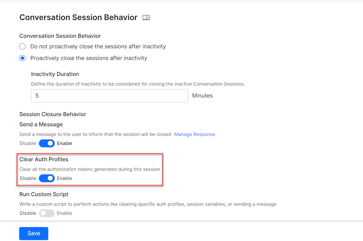 Clear Auth Profiles - clear all authorization tokens and session variables
