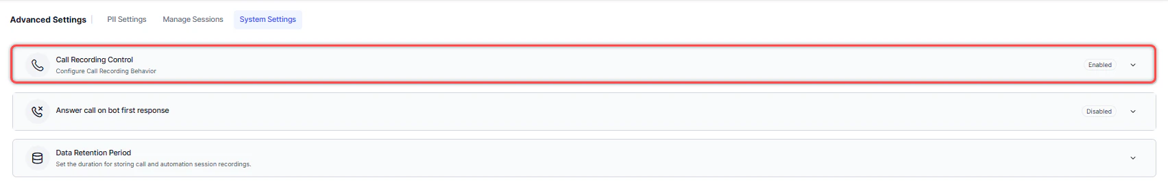Call Recording Control