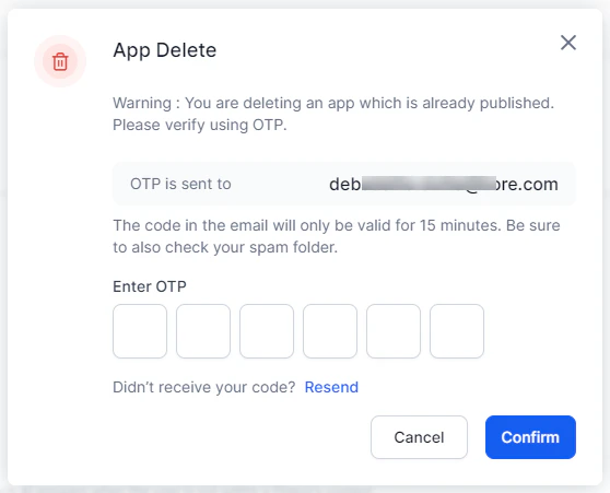 Delete app - confirm