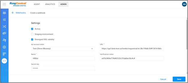 new webhook configuration