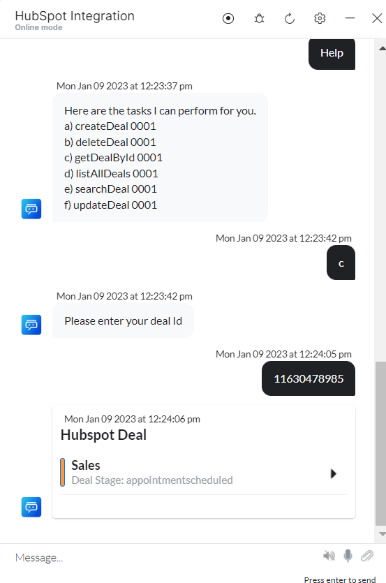 VA prompt to get deal by id