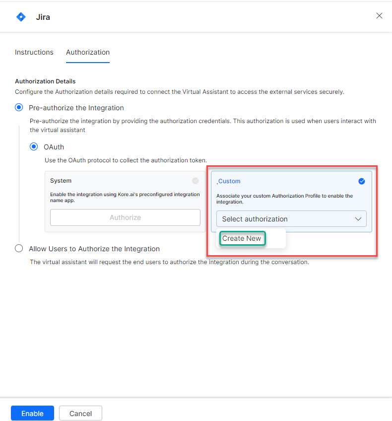 Create new auth