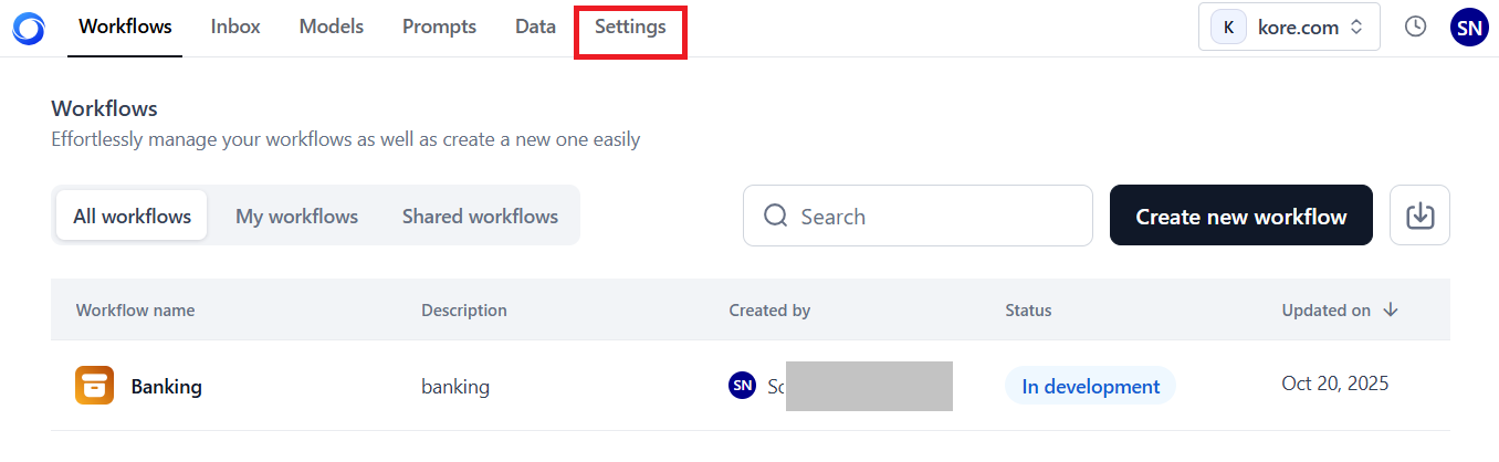 access settings