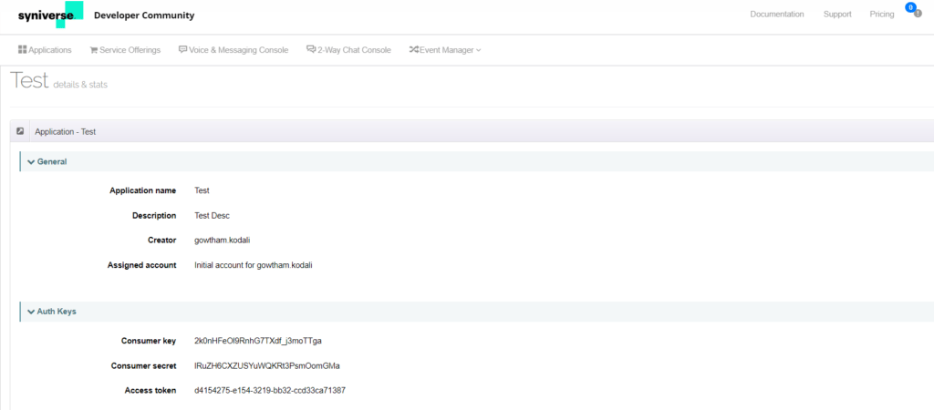 Syniverse Auth Keys