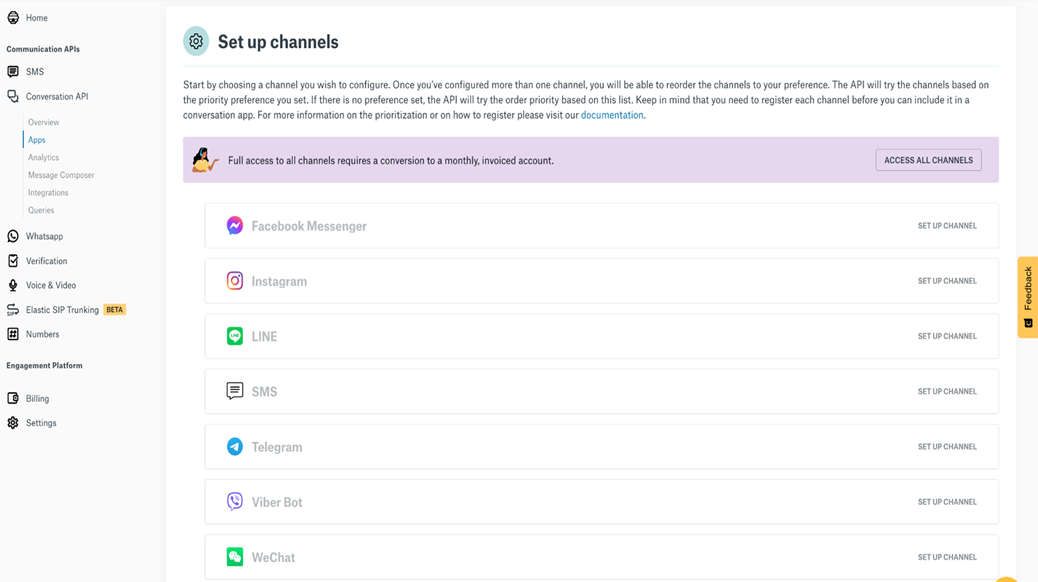 set up channels