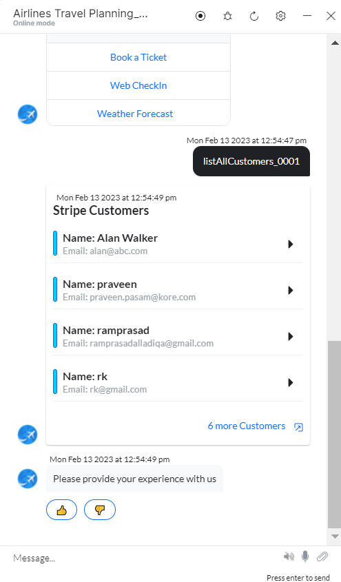 List all customers - Edit Request