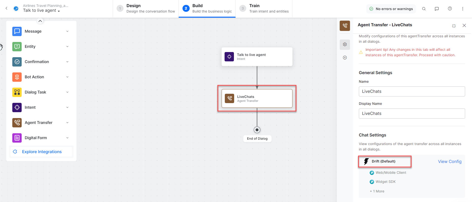 New Agent Transfer Node task