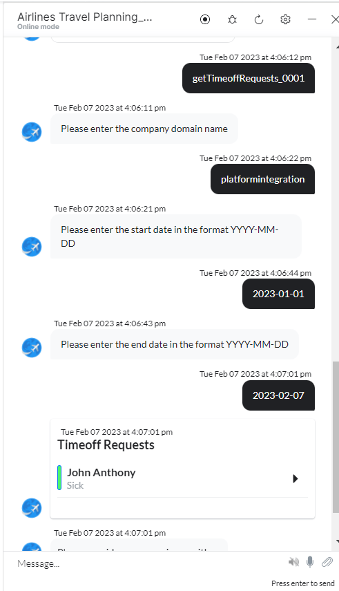 Get all time off requests