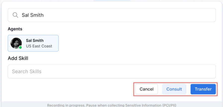Agent Transfer Options