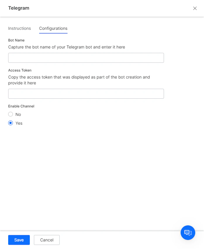 enable telegram channel