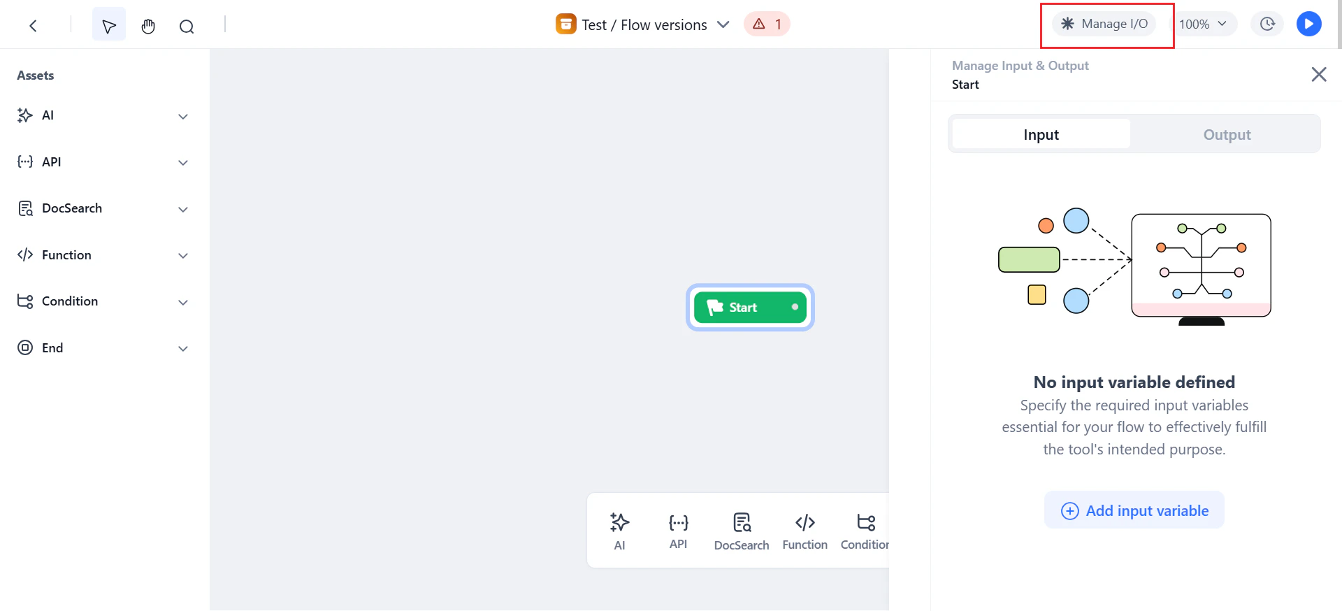 Manage input and output variables