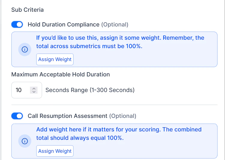 Sub-Criteria Configuration