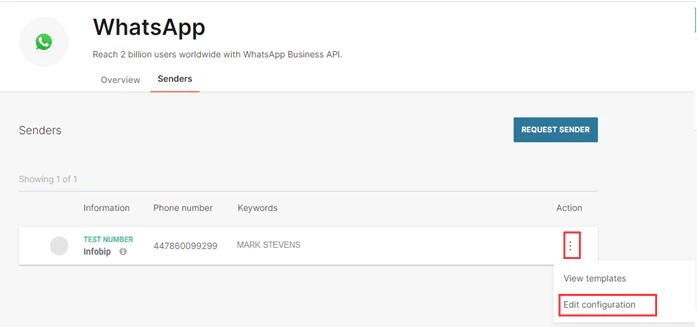 edit infobip configuration