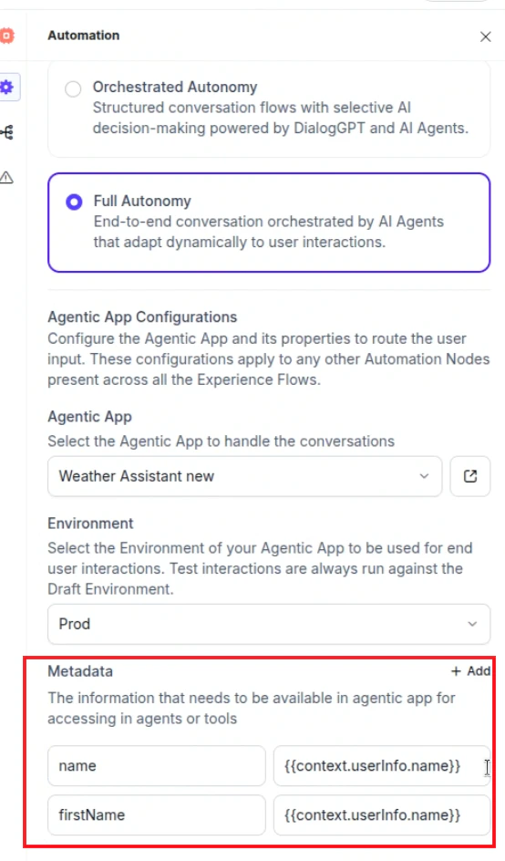 Metadata configuration