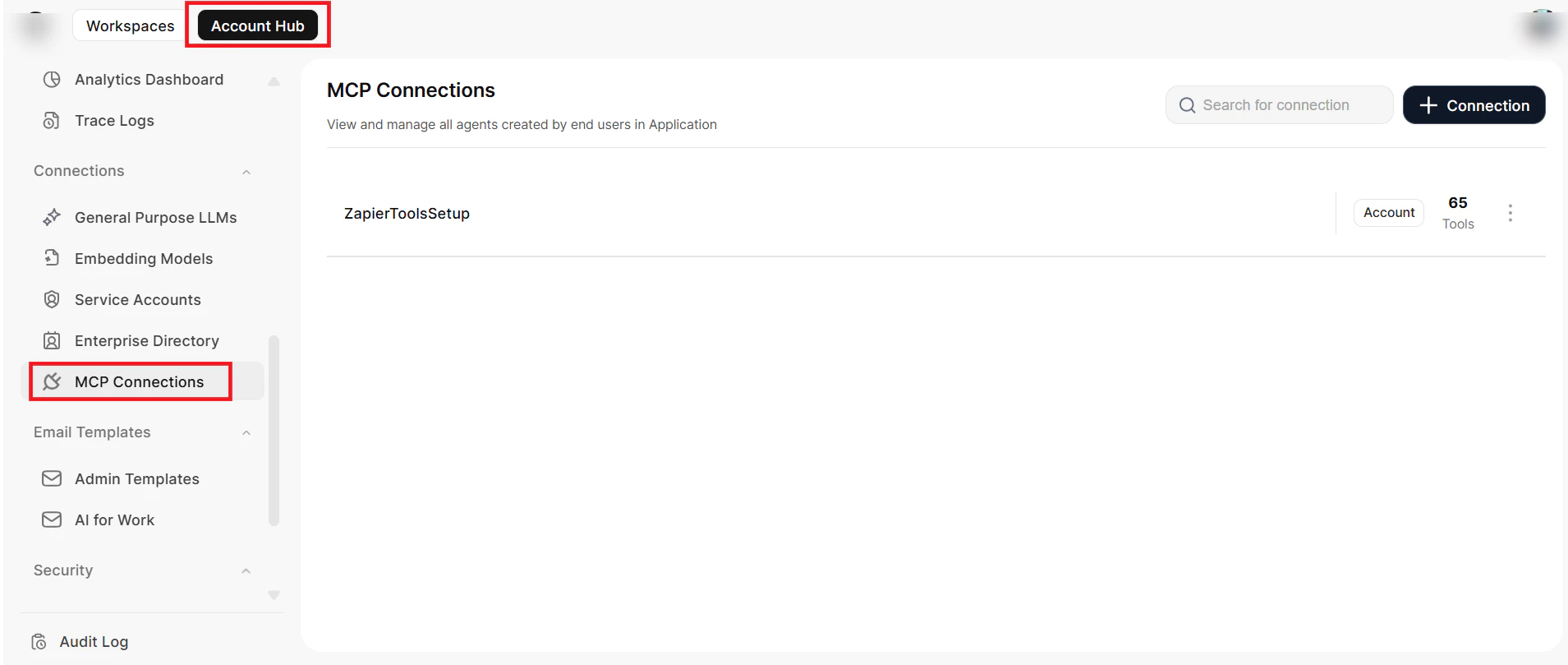 Account-level connections