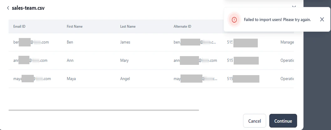 fields mismatch error