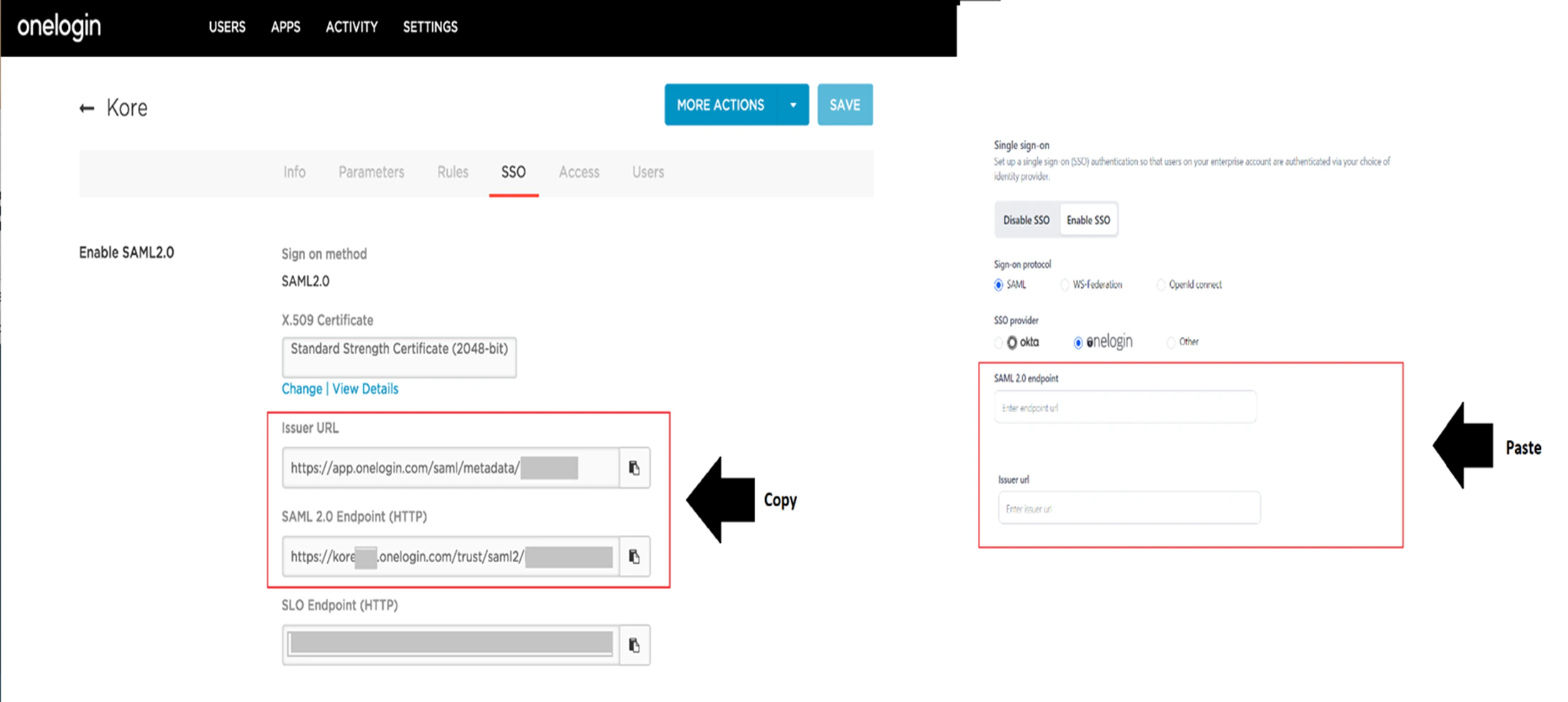 paste one login issuer url