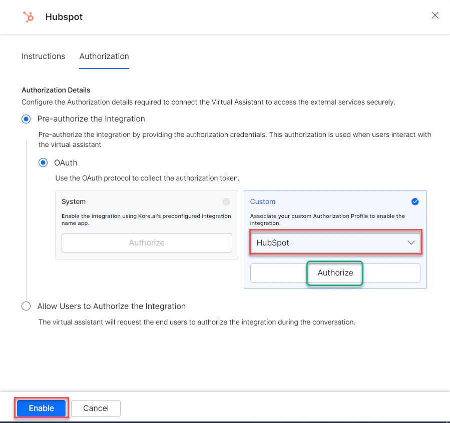 Select existing auth profile