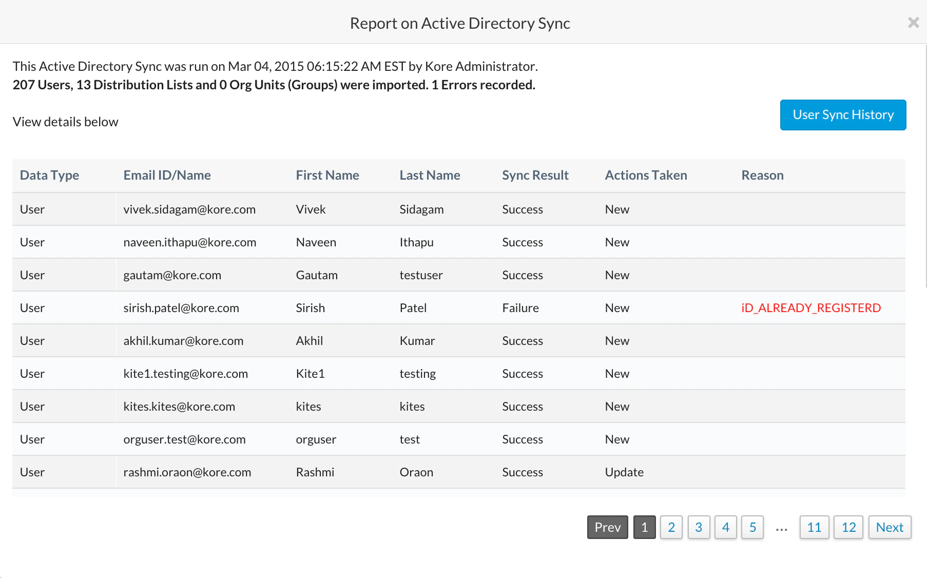 Active Directory Sync Report
