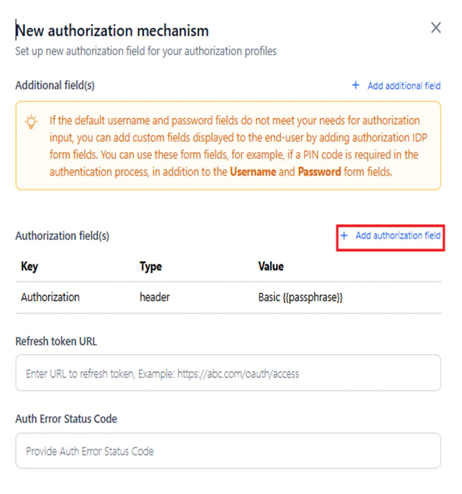 add new auth field