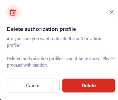 confirm delete auth profile