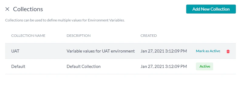 Mark collection as Active