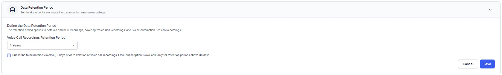 Define Data Retention Period