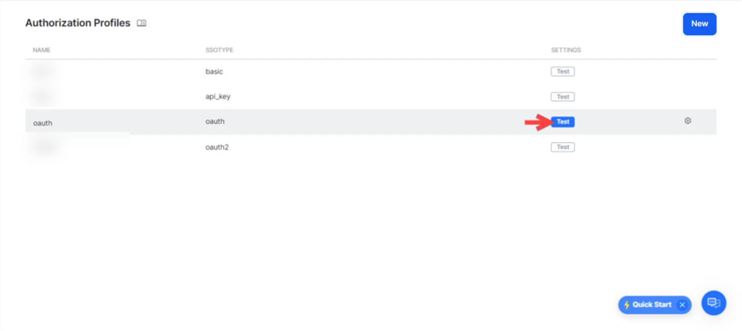 Test authorization dialog