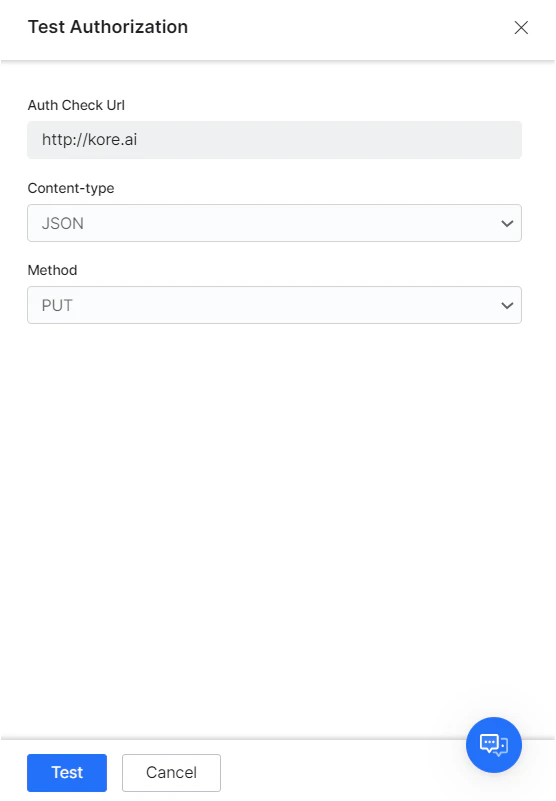 Test authorization dialog