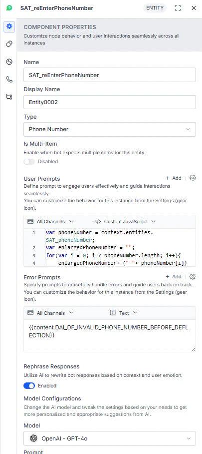 Rephrase Responses - Node Level
