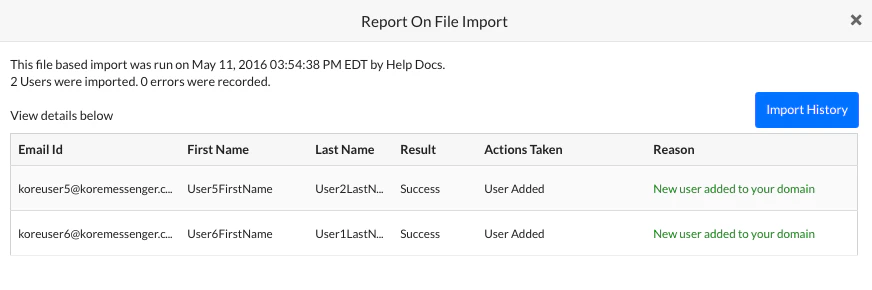 Report on File Import