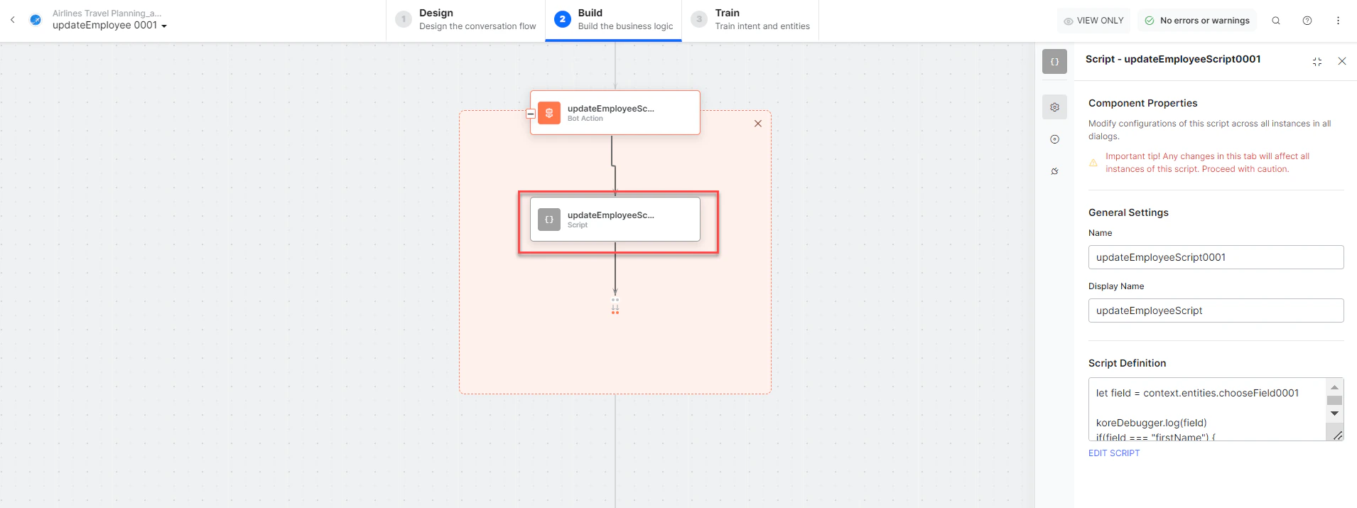 View component properties