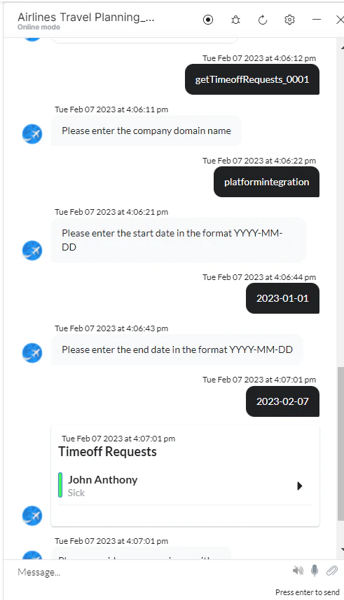 Get all time off requests