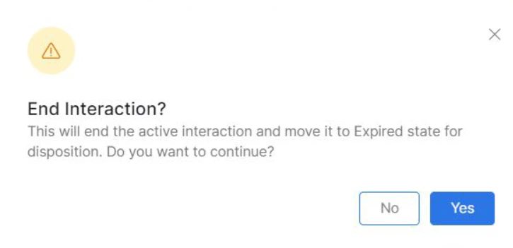 End Interaction Pop-up