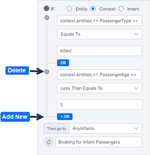 Example - And/Or logic in Context based condition