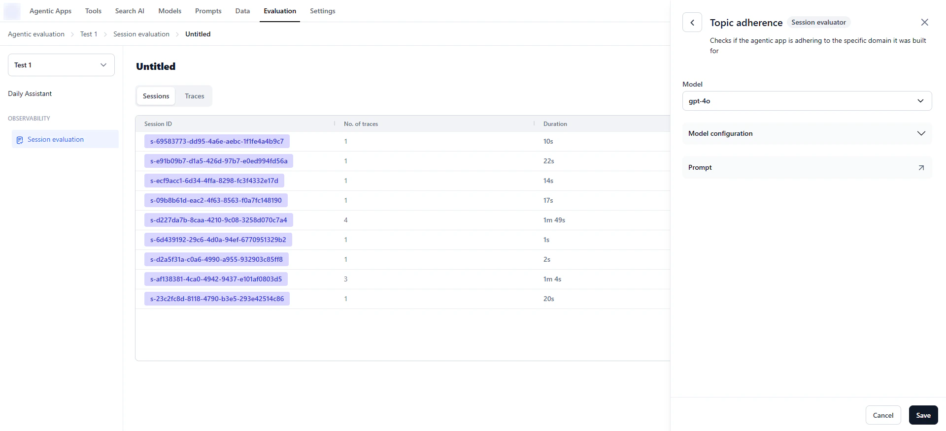 Evaluator configuration