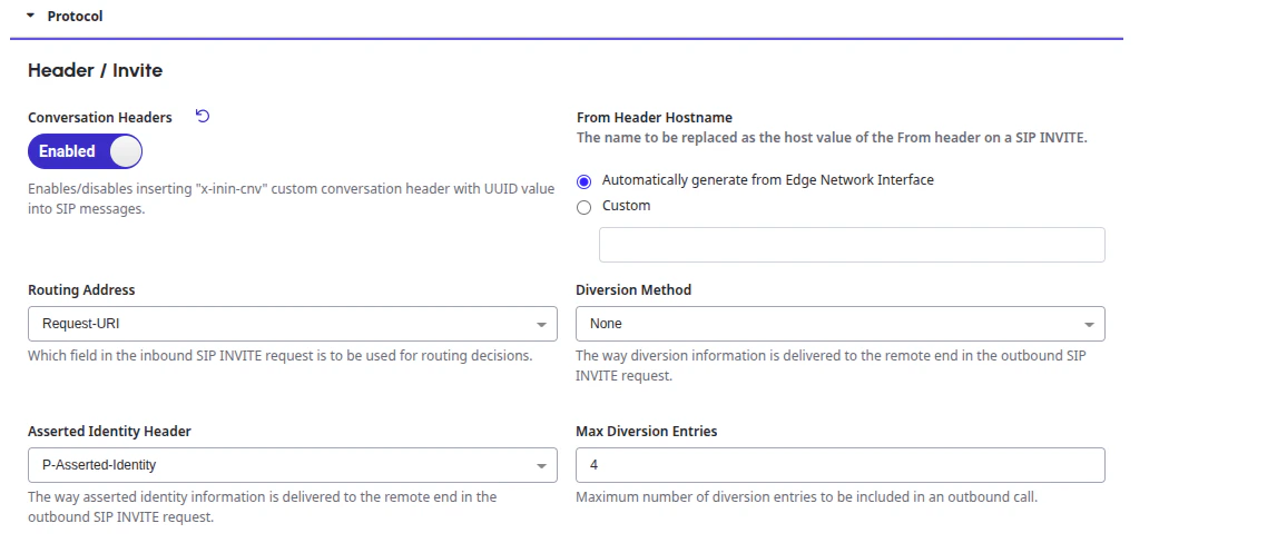 Protocol Conversation Headers