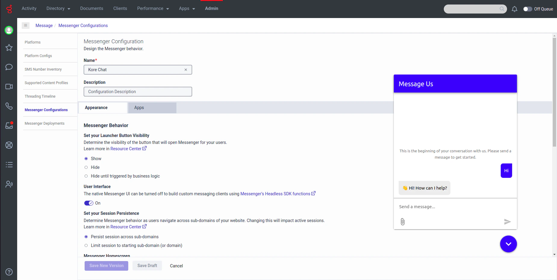 messenger-configuration-name-description