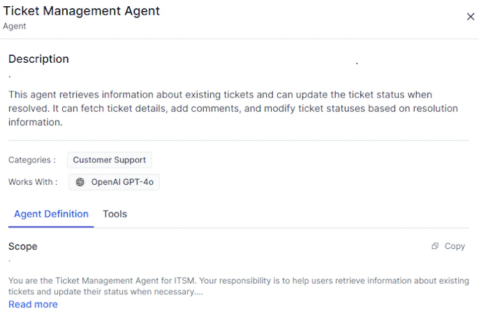 Agent details window