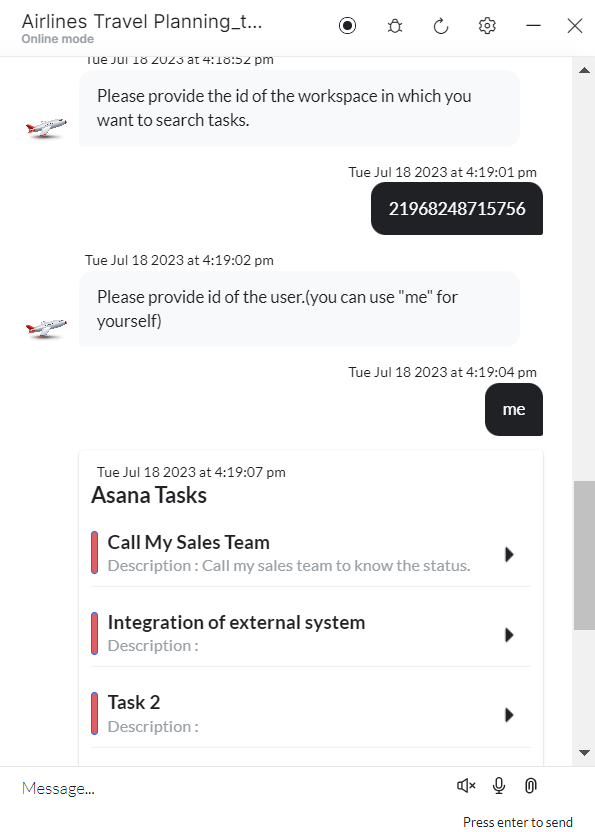 Enter task ID