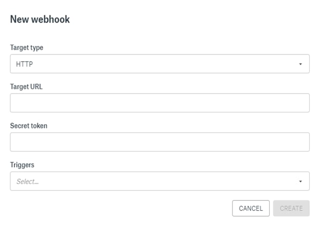 new webhook form