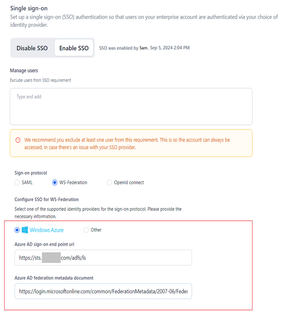 paste azure parameters