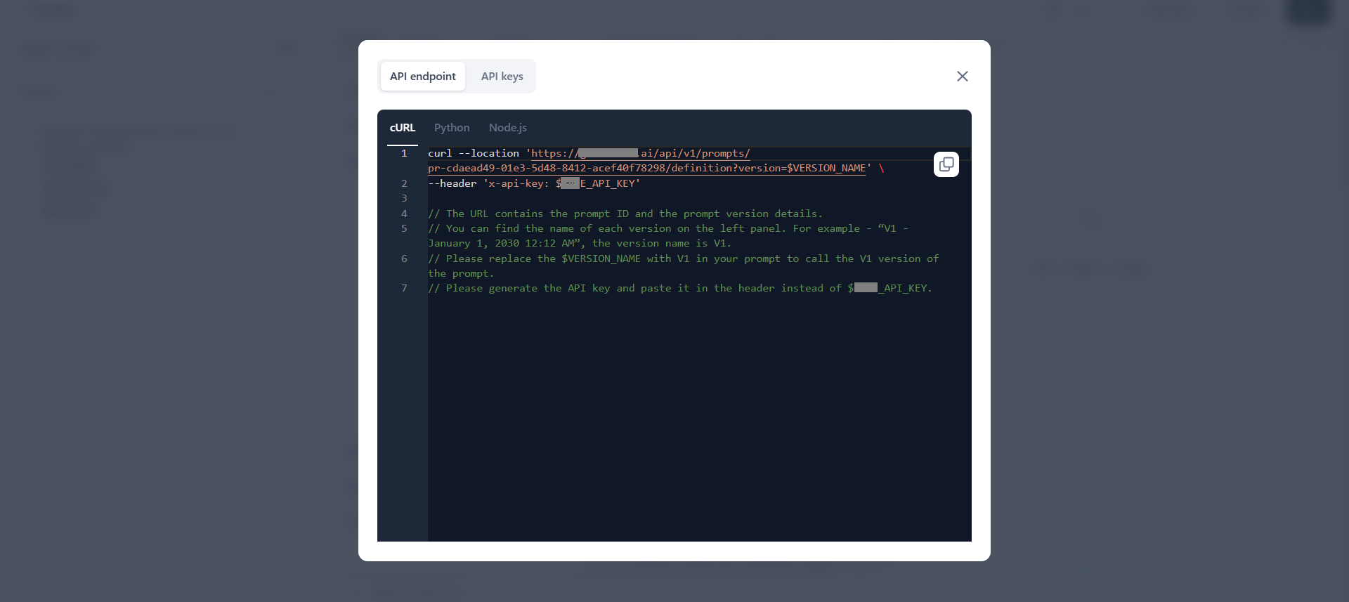 Prompt API keys