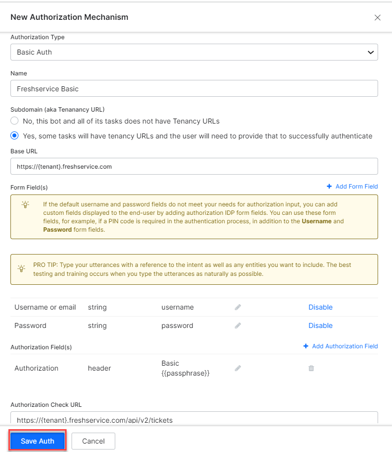 Save auth