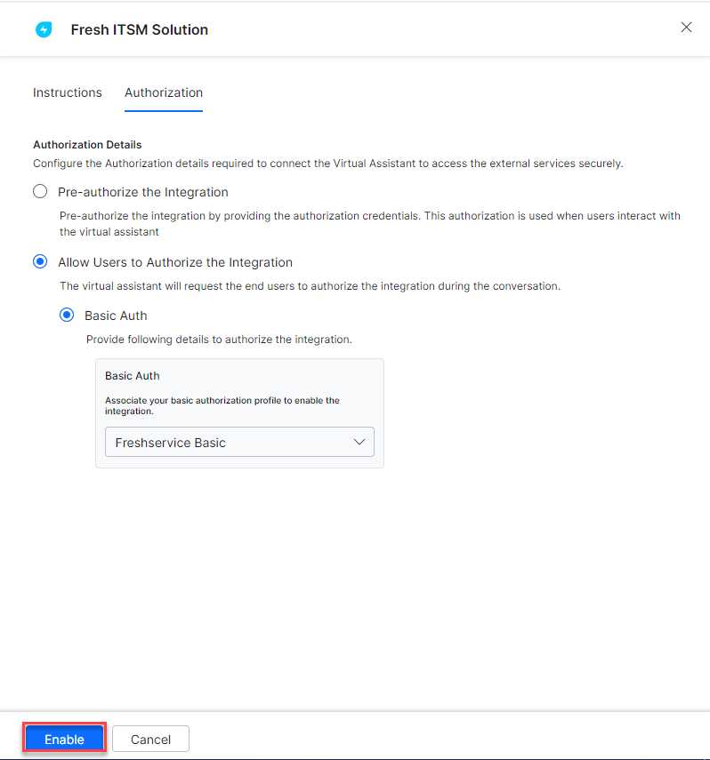 Enable integration