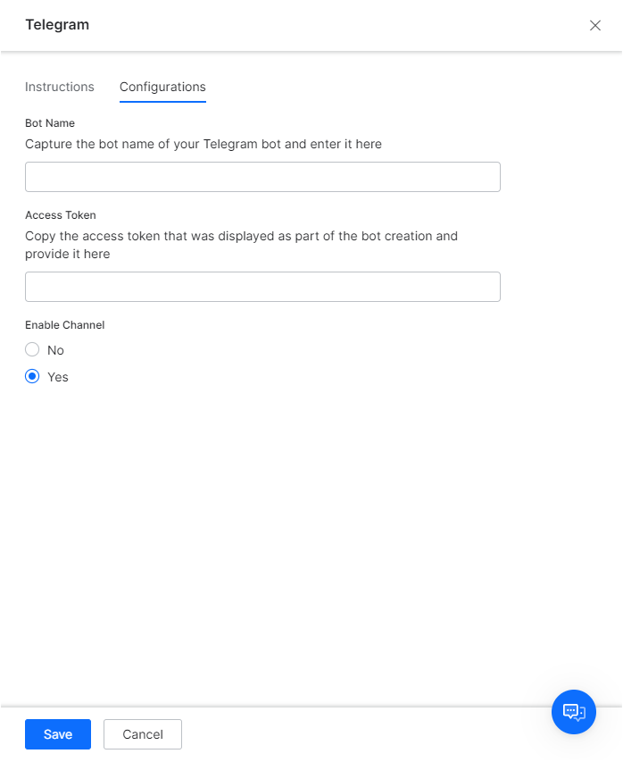 enable telegram channel
