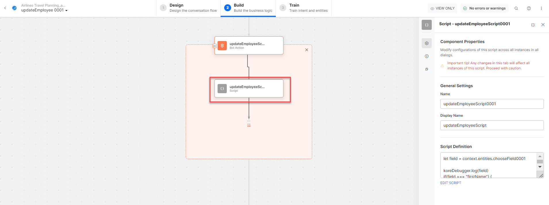 View component properties